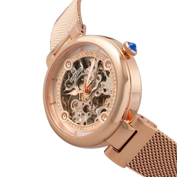 NWT Rose Gold Automatic Mesh Bracelet Watch